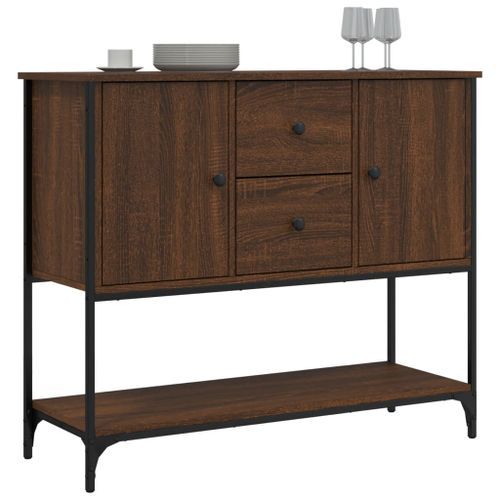 Buffet chêne marron 100x36x85 cm bois d'ingénierie - Photo n°3; ?>