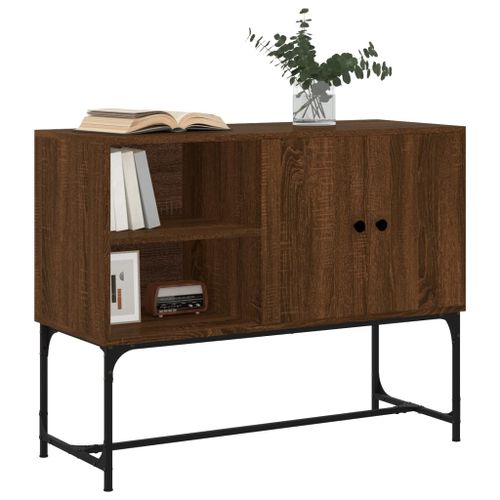 Buffet chêne marron 100x40x79,5 cm bois d'ingénierie - Photo n°3; ?>