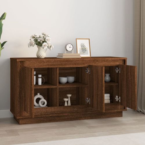 Buffet chêne marron 102x35x55 cm bois d'ingénierie - Photo n°3; ?>