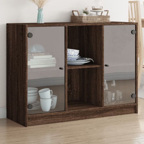 Buffet chêne marron 102x37x75,5 cm bois d'ingénierie - Photo n°2; ?>