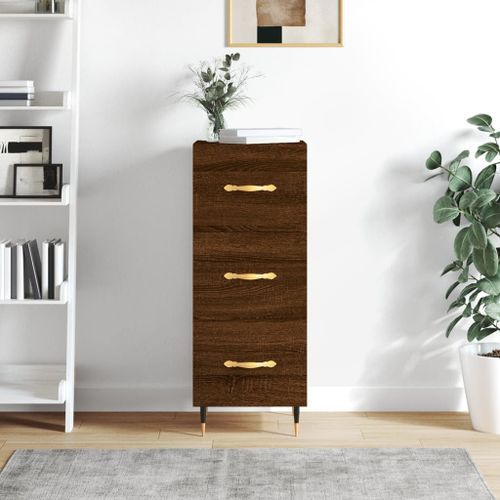 Buffet Chêne marron 34,5x34x90 cm Bois d'ingénierie - Photo n°2; ?>