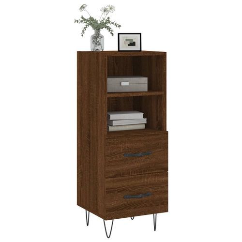 Buffet Chêne marron 34,5x34x90 cm Bois d'ingénierie - Photo n°3; ?>