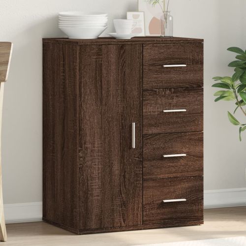 Buffet chêne marron 59x39x80 cm bois d'ingénierie - Photo n°2; ?>