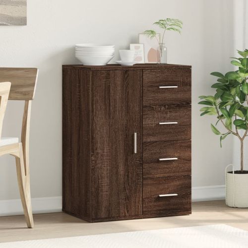 Buffet chêne marron 59x39x80 cm bois d'ingénierie - Photo n°3; ?>