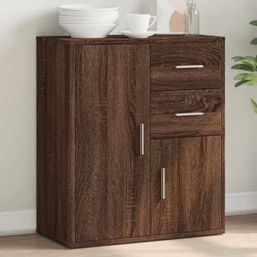 Buffet chêne marron 60x31x70 cm bois d'ingénierie - Photo n°2; ?>