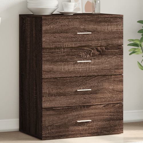 Buffet chêne marron 60x39x80 cm bois d'ingénierie - Photo n°2; ?>