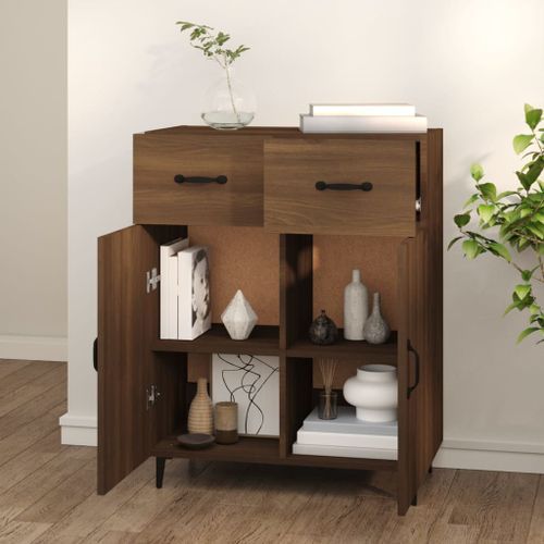 Buffet Chêne marron 69,5x34x90 cm Bois d'ingénierie - Photo n°3; ?>