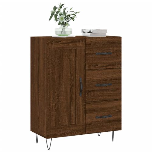 Buffet chêne marron 69,5x34x90 cm bois d'ingénierie - Photo n°3; ?>