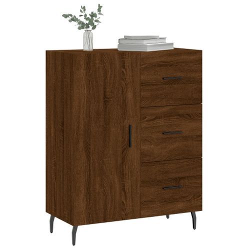 Buffet chêne marron 69,5x34x90 cm bois d'ingénierie - Photo n°3; ?>