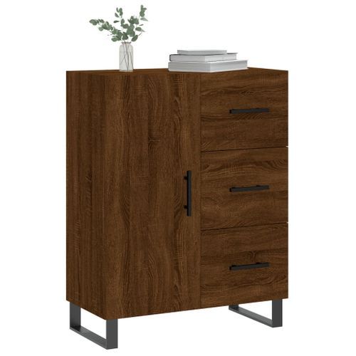 Buffet chêne marron 69,5x34x90 cm bois d'ingénierie - Photo n°3; ?>