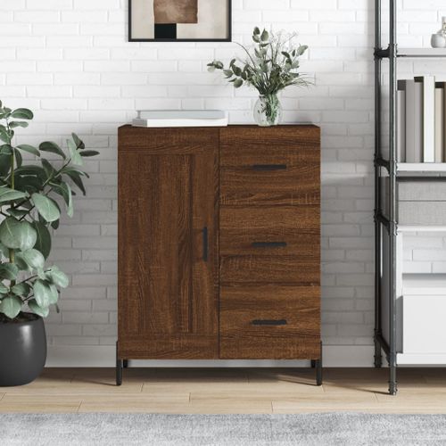 Buffet chêne marron 69,5x34x90 cm bois d'ingénierie - Photo n°2; ?>