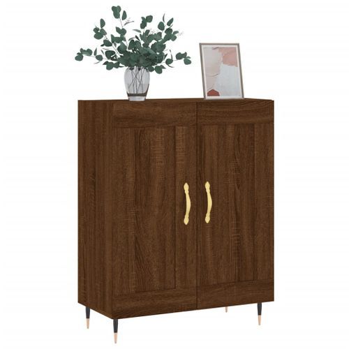 Buffet chêne marron 69,5x34x90 cm bois d'ingénierie - Photo n°3; ?>