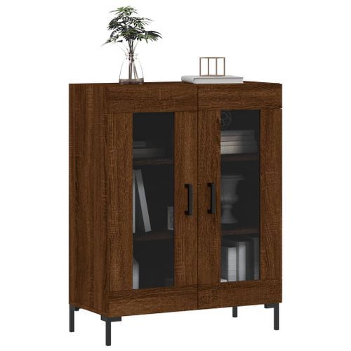 Buffet chêne marron 69,5x34x90 cm bois d'ingénierie - Photo n°3; ?>