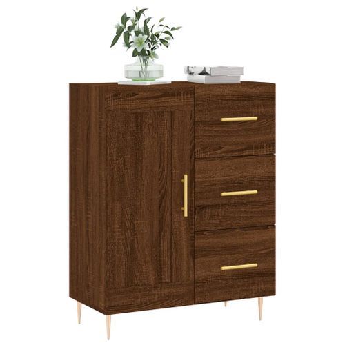 Buffet chêne marron 69,5x34x90 cm bois d'ingénierie - Photo n°3; ?>