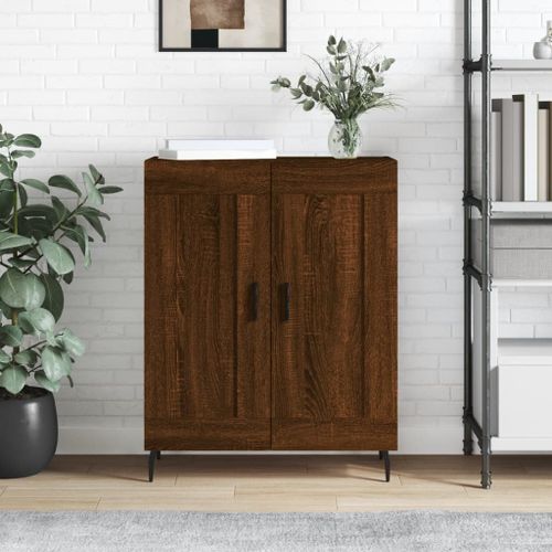 Buffet chêne marron 69,5x34x90 cm bois d'ingénierie - Photo n°2; ?>