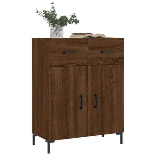 Buffet chêne marron 69,5x34x90 cm bois d'ingénierie - Photo n°3; ?>