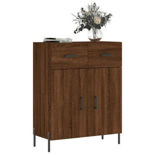 Buffet chêne marron 69,5x34x90 cm bois d'ingénierie - Photo n°3; ?>