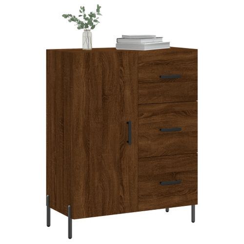 Buffet chêne marron 69,5x34x90 cm bois d'ingénierie - Photo n°3; ?>