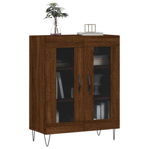 Buffet chêne marron 69,5x34x90 cm bois d'ingénierie - Photo n°3; ?>