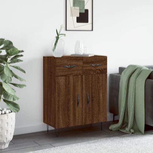 Buffet chêne marron 69,5x34x90 cm bois d'ingénierie - Photo n°2; ?>