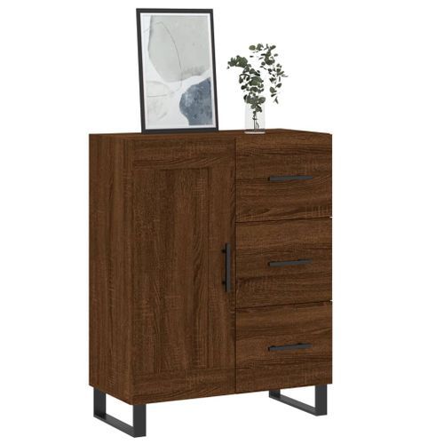 Buffet chêne marron 69,5x34x90 cm bois d'ingénierie - Photo n°3; ?>