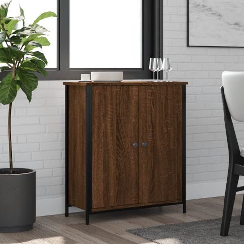 Buffet chêne marron 70x30x80 cm bois d'ingénierie - Photo n°2; ?>