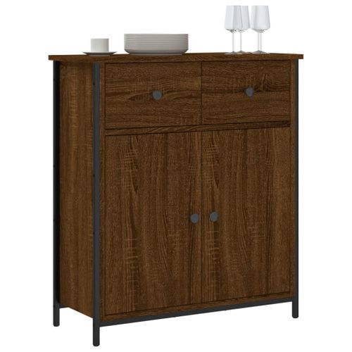 Buffet chêne marron 70x30x80 cm bois d'ingénierie - Photo n°3; ?>