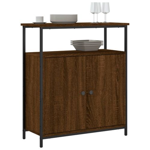 Buffet chêne marron 70x30x80 cm bois d'ingénierie - Photo n°3; ?>