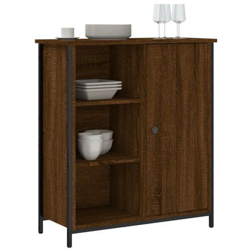 Buffet chêne marron 70x30x80 cm bois d'ingénierie - Photo n°3; ?>