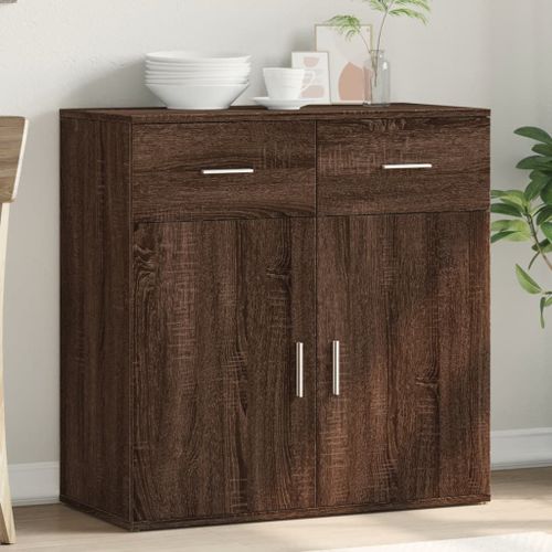 Buffet chêne marron 79x38x80 cm bois d'ingénierie - Photo n°2; ?>