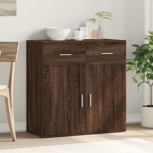 Buffet chêne marron 79x38x80 cm bois d'ingénierie - Photo n°3; ?>