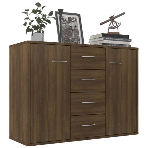 Buffet Chêne marron 88x30x65 cm Bois d'ingénierie - Photo n°3; ?>