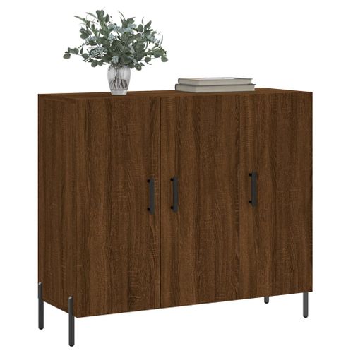 Buffet chêne marron 90x34x80 cm bois d'ingénierie - Photo n°3; ?>