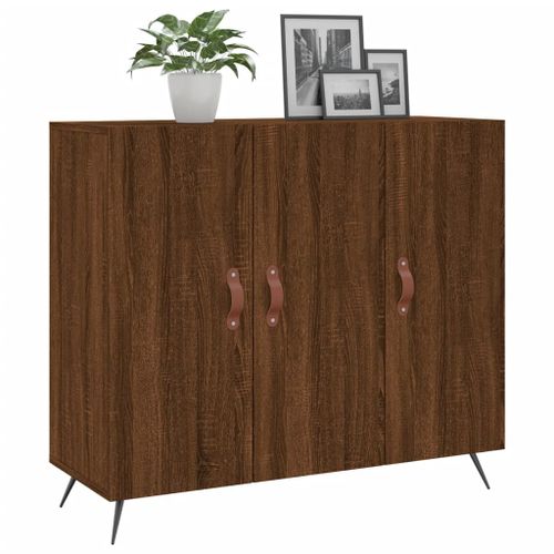 Buffet chêne marron 90x34x80 cm bois d'ingénierie - Photo n°3; ?>