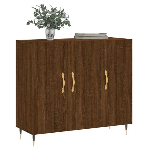 Buffet chêne marron 90x34x80 cm bois d'ingénierie - Photo n°3; ?>