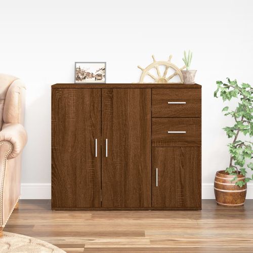 Buffet Chêne marron 91x29,5x75 cm Bois d'ingénierie - Photo n°2; ?>