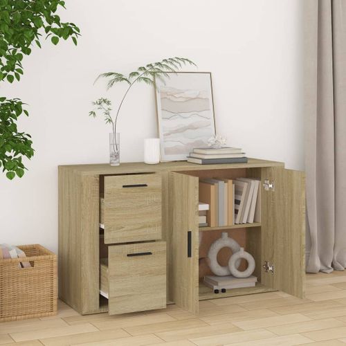 Buffet Chêne sonoma 100x33x59,5 cm Bois d'ingénierie - Photo n°3; ?>