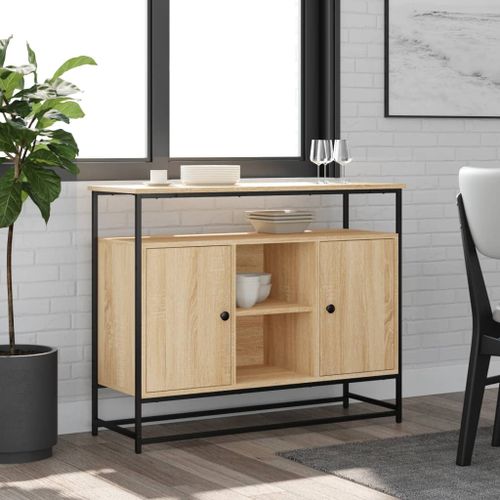 Buffet chêne sonoma 100x35x80 cm bois d'ingénierie - Photo n°2; ?>