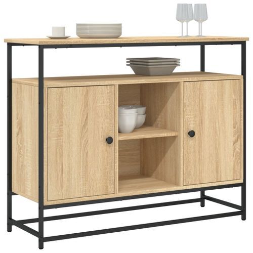 Buffet chêne sonoma 100x35x80 cm bois d'ingénierie - Photo n°3; ?>