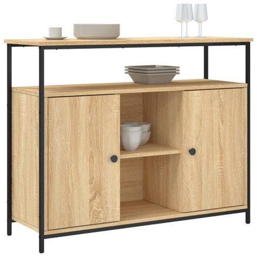 Buffet chêne sonoma 100x35x80 cm bois d'ingénierie - Photo n°3; ?>