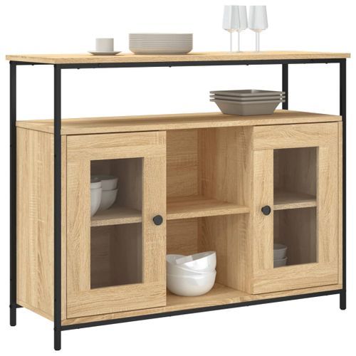 Buffet chêne sonoma 100x35x80 cm bois d'ingénierie - Photo n°3; ?>