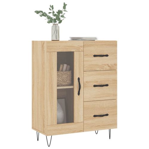 Buffet chêne sonoma 69,5x34x90 cm bois d'ingénierie - Photo n°3; ?>