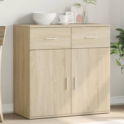 Buffet chêne sonoma 79x38x80 cm bois d'ingénierie - Photo n°2; ?>