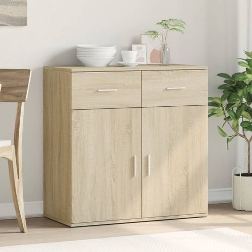 Buffet chêne sonoma 79x38x80 cm bois d'ingénierie - Photo n°3; ?>