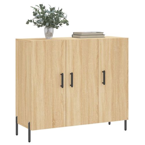 Buffet chêne sonoma 90x34x80 cm bois d'ingénierie - Photo n°3; ?>