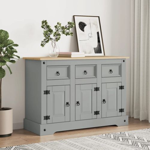 Buffet Corona gris 112x43x78 cm bois massif pin mexicain - Photo n°2; ?>