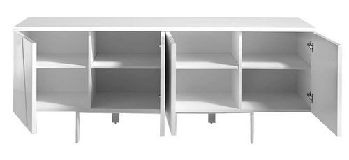 Buffet design 4 portes laqué et pieds acier blanc Basile - Photo n°3; ?>