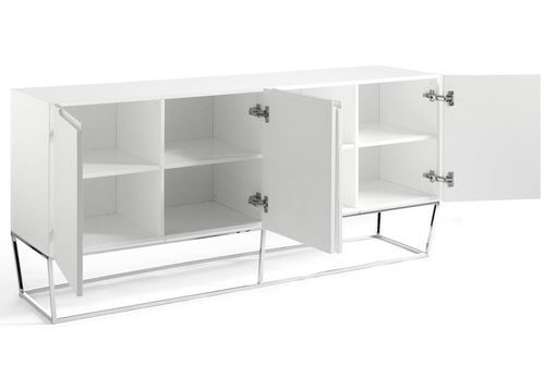 Buffet design 4 portes laqué et pieds acier chromé Romus - Photo n°3; ?>