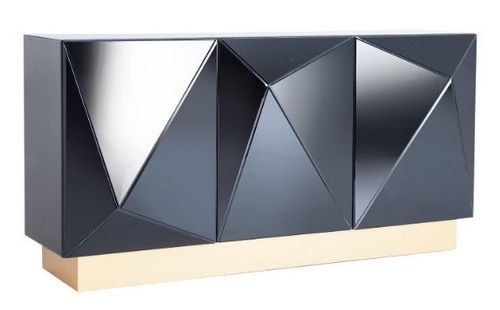 Buffet design miroir noir et pieds acier doré Ardy 153 cm - Photo n°3; ?>