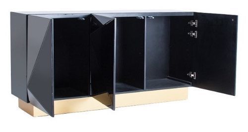 Buffet design miroir noir et pieds acier doré Ardy 153 cm - Photo n°2; ?>